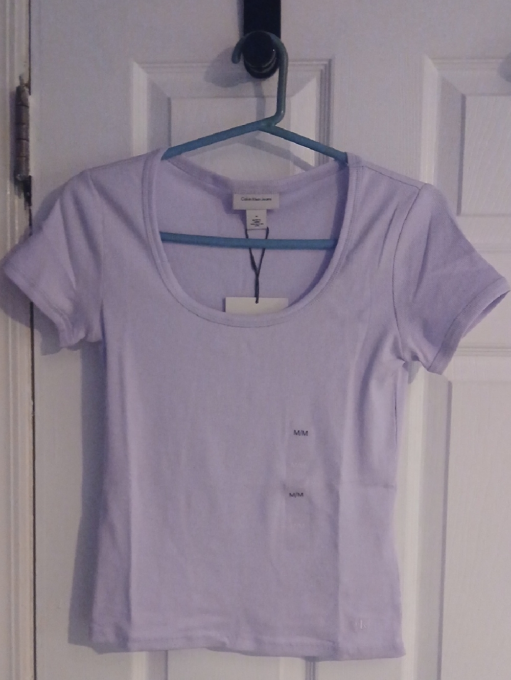Calvin Klein Jeans Light Lavender Scoop Neck Short Sleeve Tee